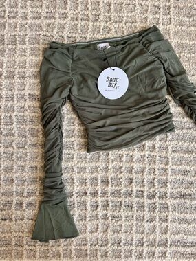 Princess Polly Olive Ruched Long Sleeve Crop Top